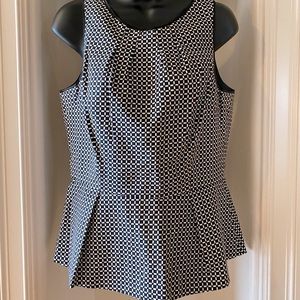 WHBM Peplum Top, Black and White